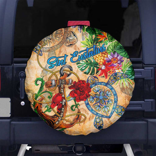 Sint Eustatius Spare Tire Cover Geographic Coordinate Anchor - Turlte Tropical