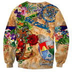 Sint Eustatius Sweatshirt Geographic Coordinate Anchor - Turlte Tropical