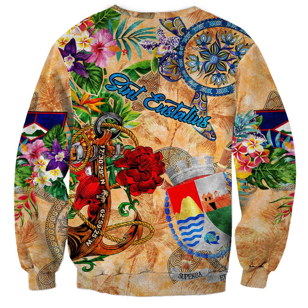 Sint Eustatius Sweatshirt Geographic Coordinate Anchor - Turlte Tropical