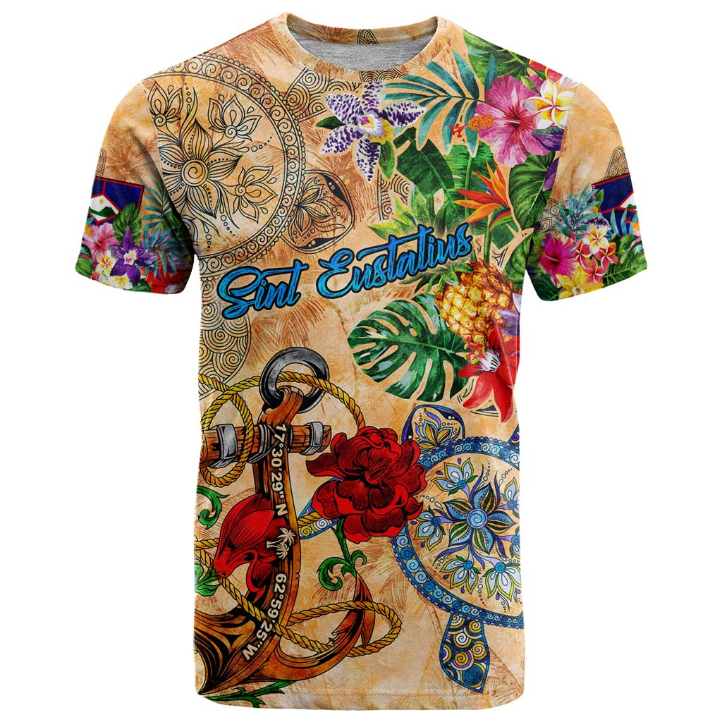 Sint Eustatius T Shirt Geographic Coordinate Anchor - Turlte Tropical