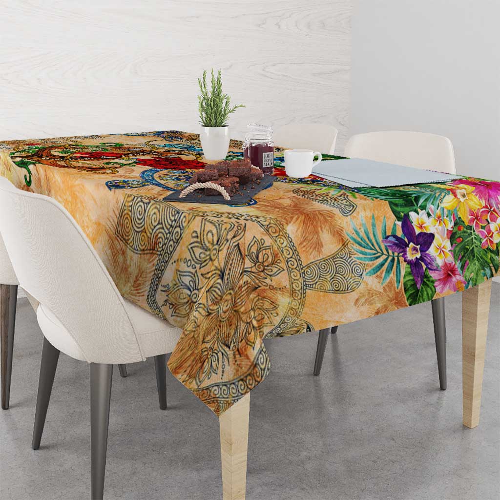 Sint Eustatius Tablecloth Geographic Coordinate Anchor - Turlte Tropical