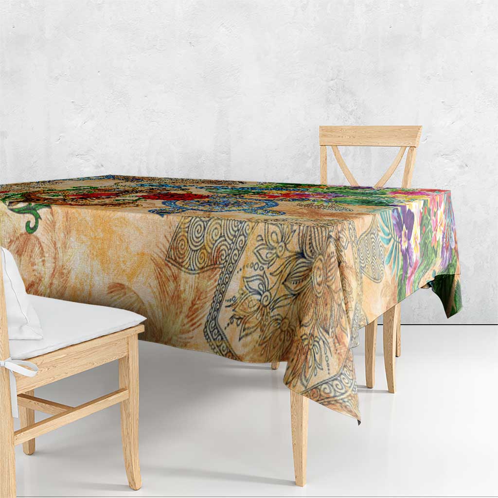 Sint Eustatius Tablecloth Geographic Coordinate Anchor - Turlte Tropical