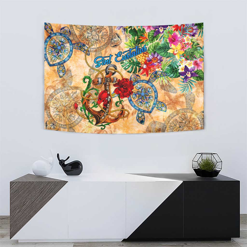 Sint Eustatius Tapestry Geographic Coordinate Anchor - Turlte Tropical
