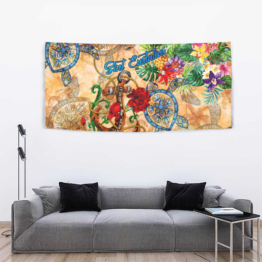 Sint Eustatius Tapestry Geographic Coordinate Anchor - Turlte Tropical