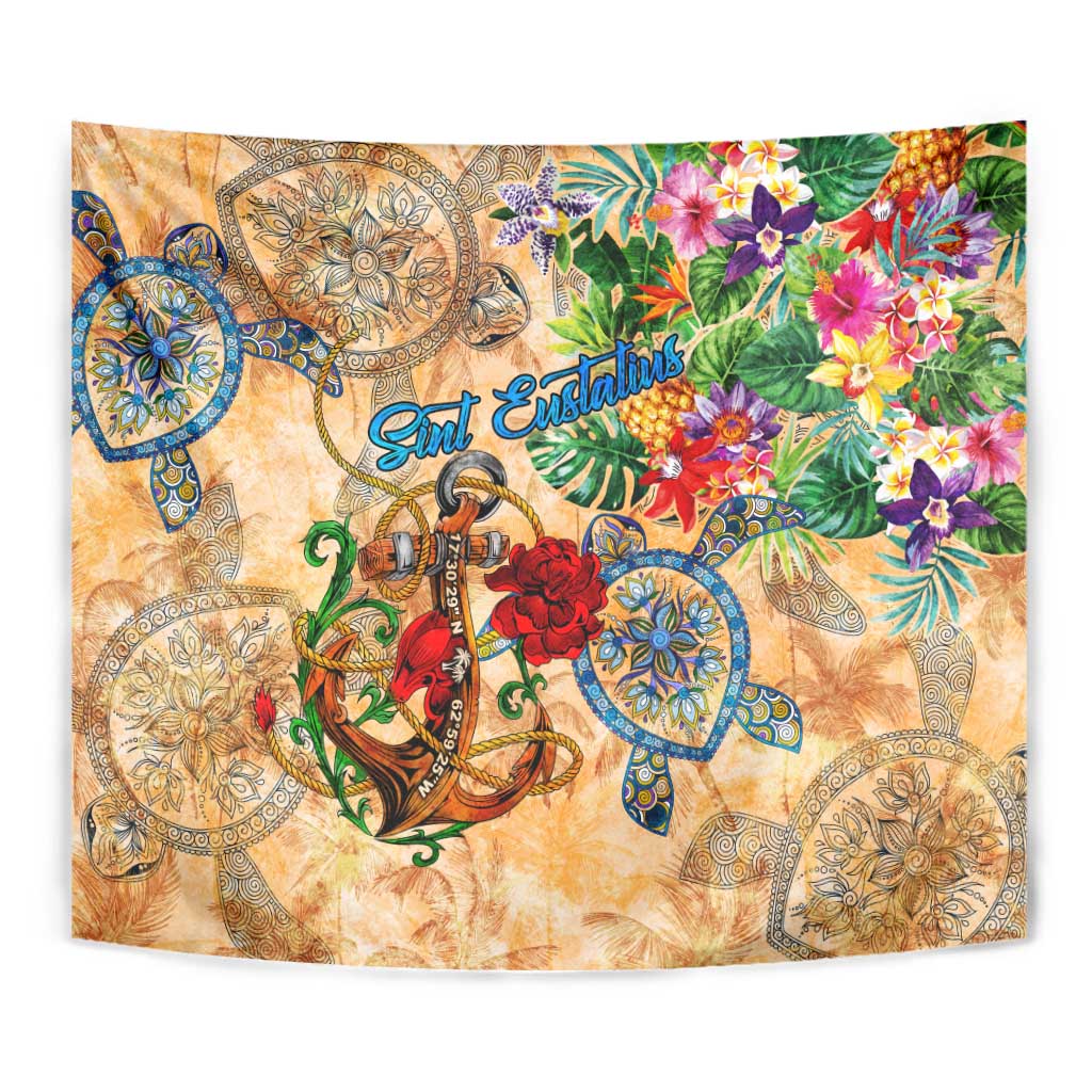 Sint Eustatius Tapestry Geographic Coordinate Anchor - Turlte Tropical