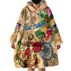 Sint Eustatius Wearable Blanket Hoodie Geographic Coordinate Anchor - Turlte Tropical