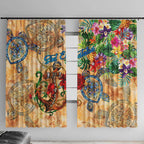 Sint Eustatius Window Curtain Geographic Coordinate Anchor - Turlte Tropical