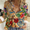 Sint Eustatius Women Casual Shirt Geographic Coordinate Anchor - Turlte Tropical