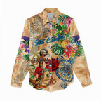 Sint Eustatius Women Casual Shirt Geographic Coordinate Anchor - Turlte Tropical
