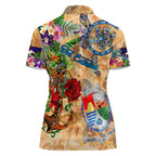 Sint Eustatius Women Polo Shirt Geographic Coordinate Anchor - Turlte Tropical