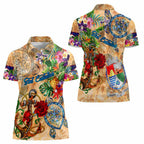 Sint Eustatius Women Polo Shirt Geographic Coordinate Anchor - Turlte Tropical