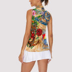 Sint Eustatius Women Sleeveless Polo Shirt Geographic Coordinate Anchor - Turlte Tropical