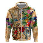 Sint Eustatius Zip Hoodie Geographic Coordinate Anchor - Turlte Tropical