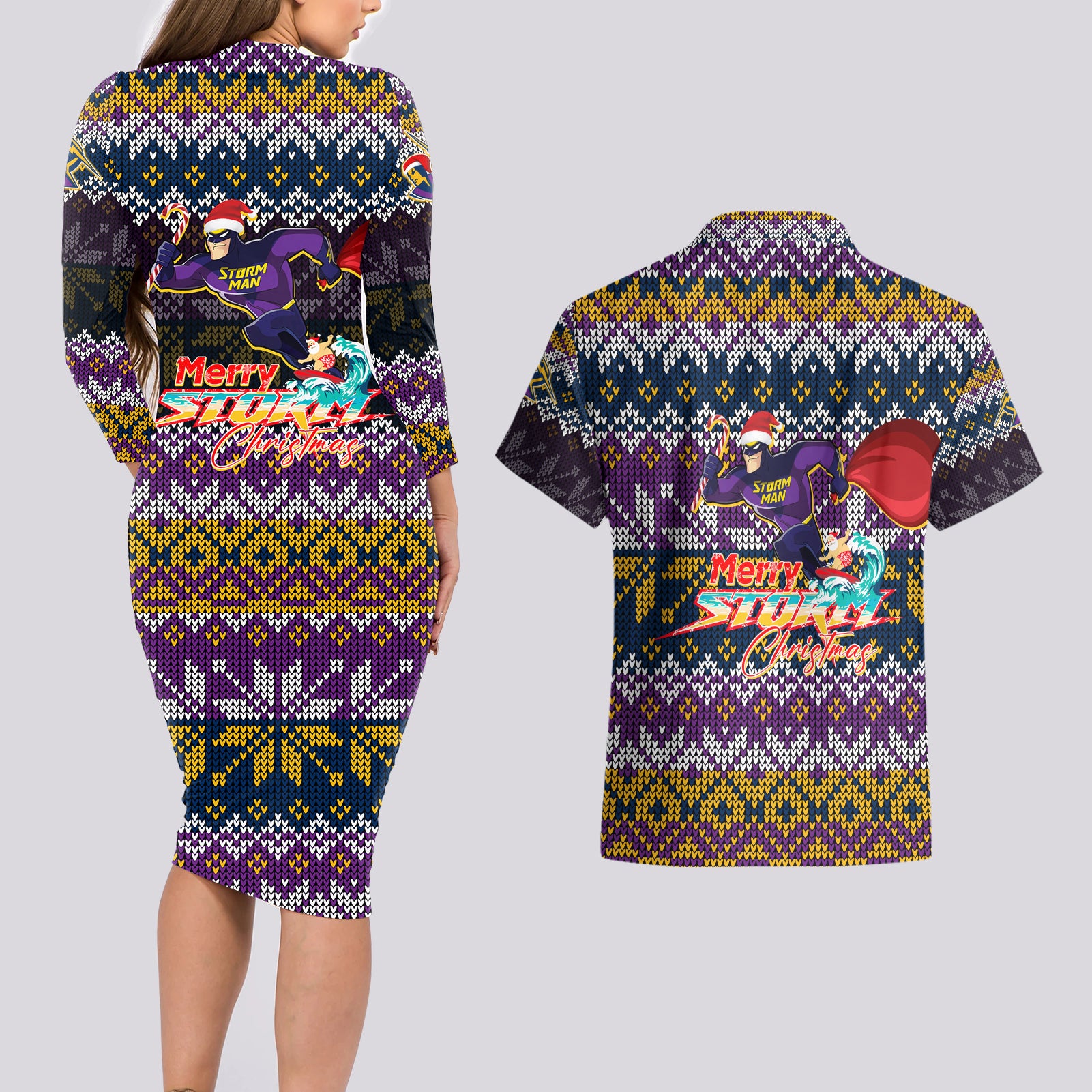 melbourne-storm-christmas-couples-matching-long-sleeve-bodycon-dress-and-hawaiian-shirt-merrystorm-man