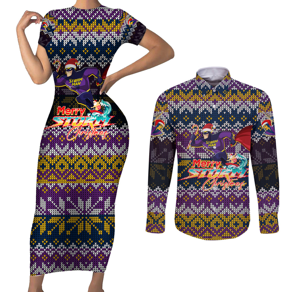 melbourne-storm-christmas-couples-matching-short-sleeve-bodycon-dress-and-long-sleeve-button-shirt-merrystorm-man