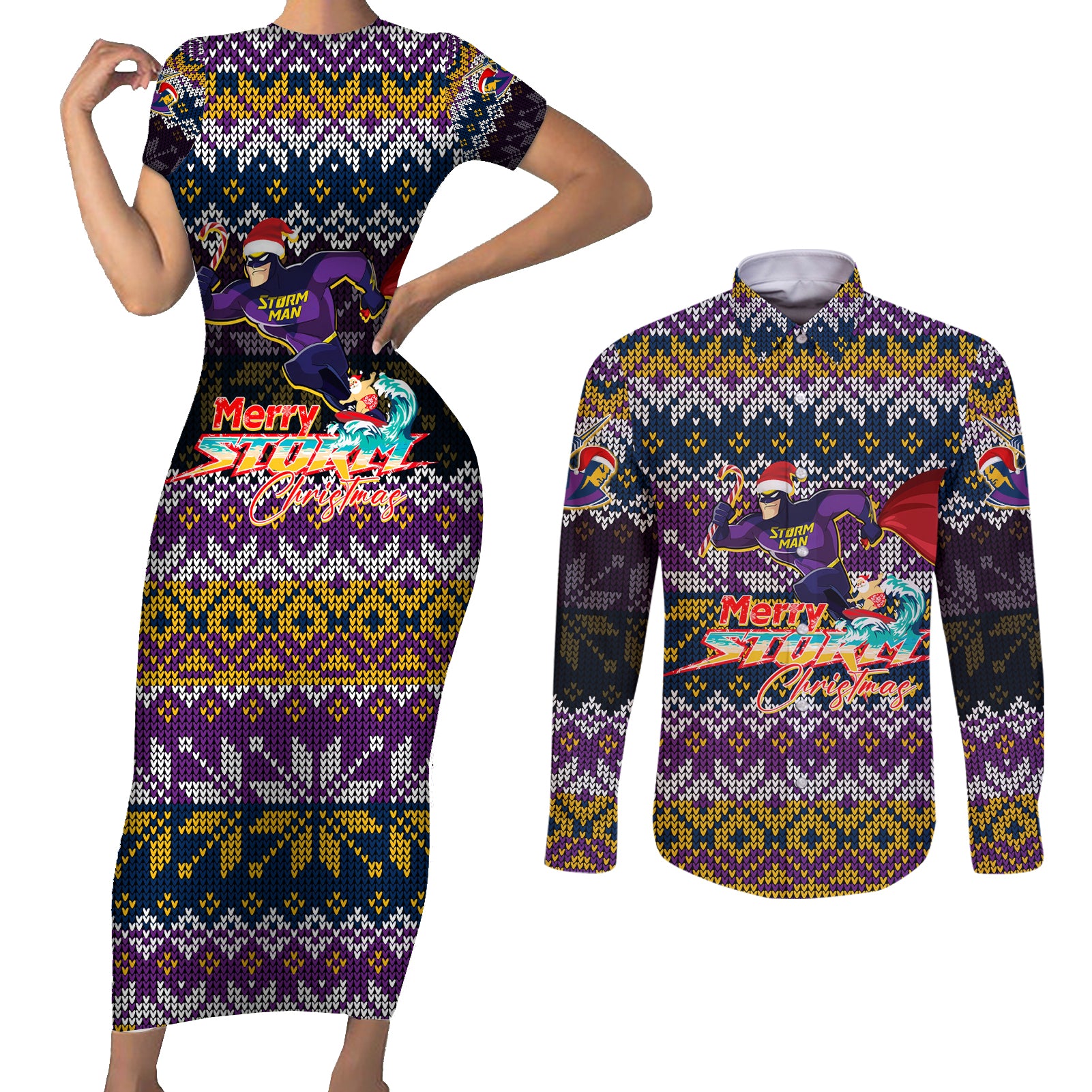 melbourne-storm-christmas-couples-matching-short-sleeve-bodycon-dress-and-long-sleeve-button-shirt-merrystorm-man