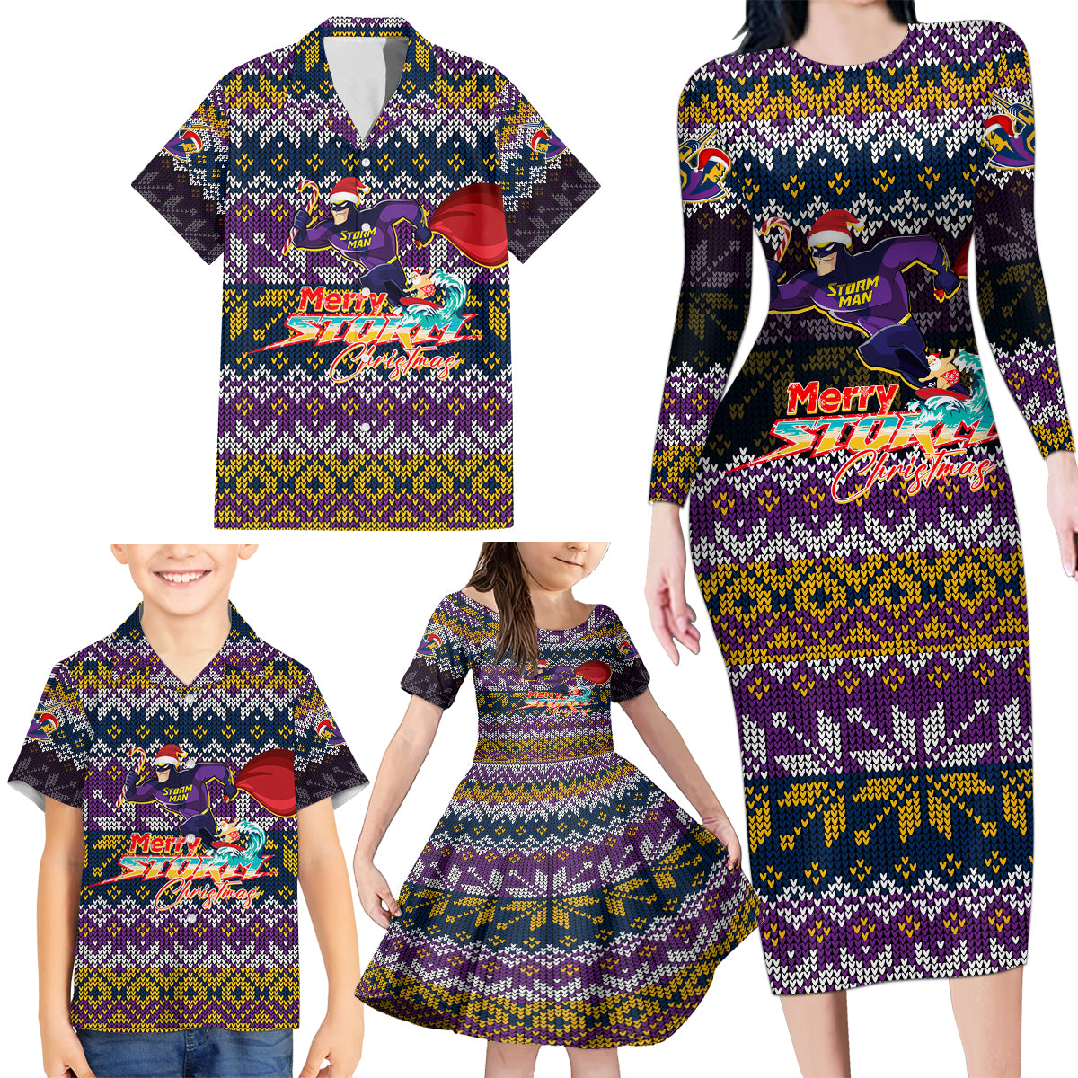melbourne-storm-christmas-family-matching-long-sleeve-bodycon-dress-and-hawaiian-shirt-merrystorm-man