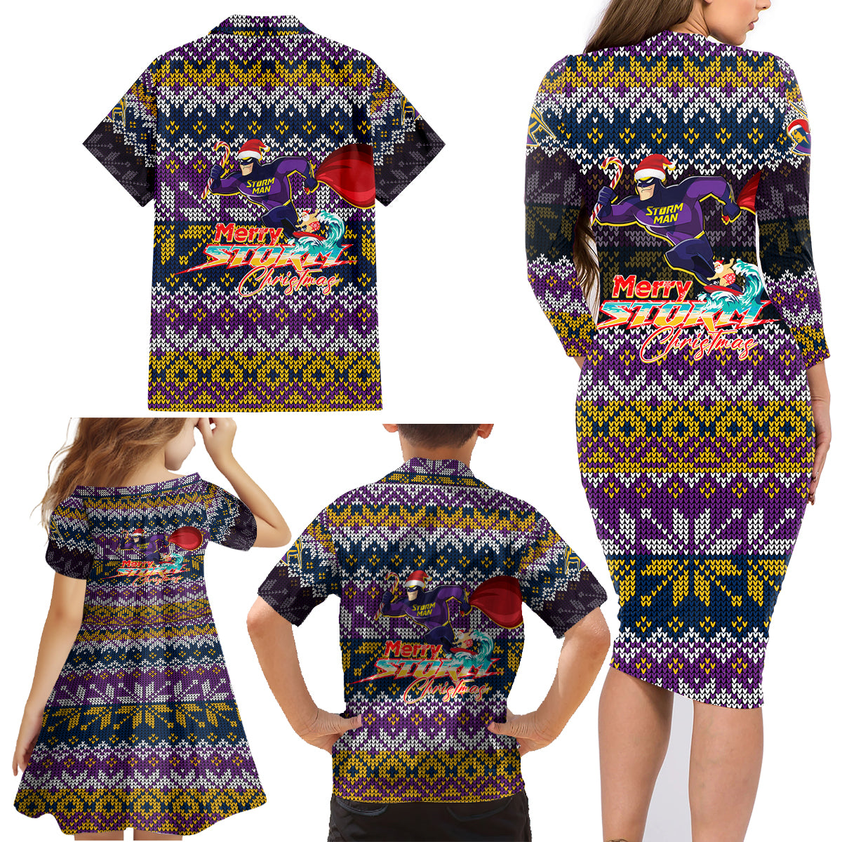 melbourne-storm-christmas-family-matching-long-sleeve-bodycon-dress-and-hawaiian-shirt-merrystorm-man