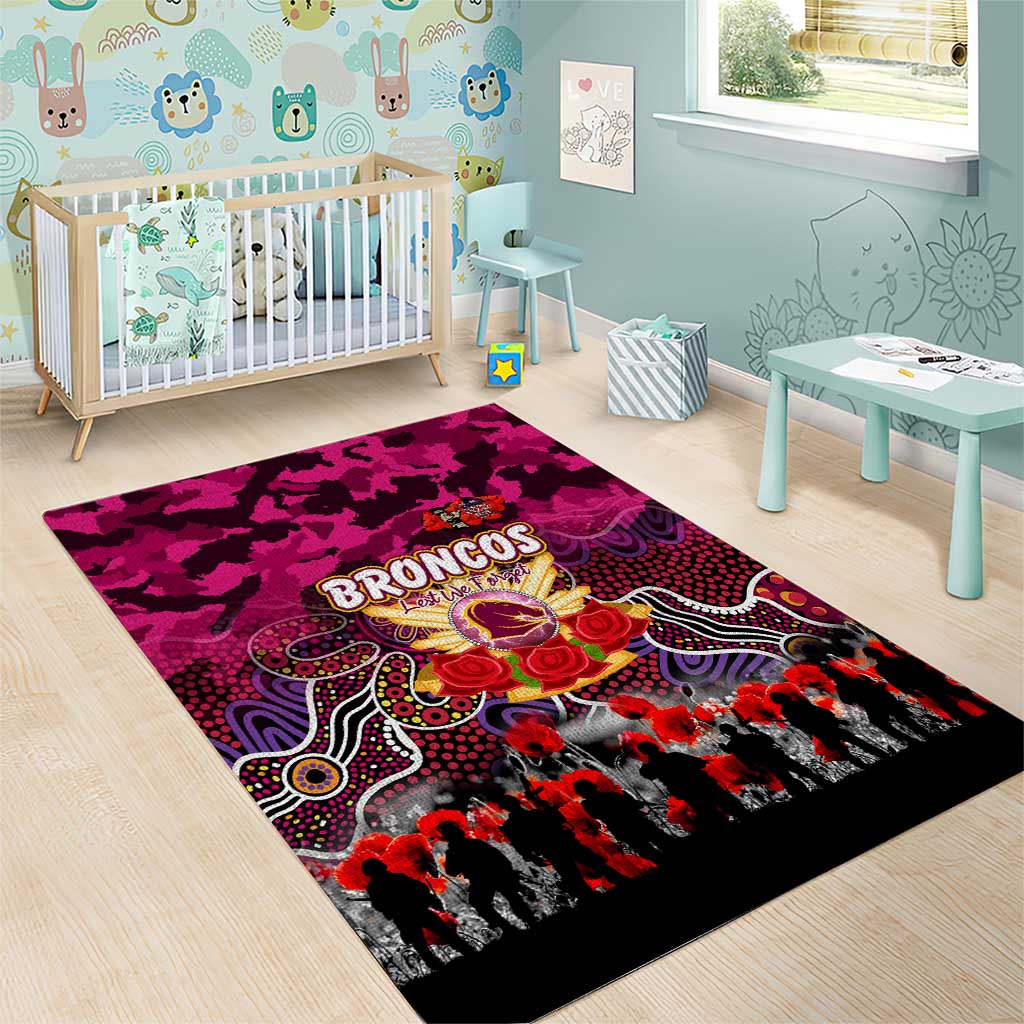 Broncos ANZAC Day Area Rug Australian Army - Lest We Forget