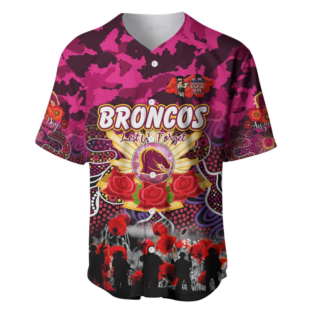 Personalized Broncos ANZAC Day Baseball Jersey Australian Army - Lest We Forget