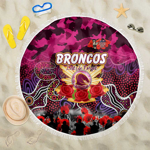 Broncos ANZAC Day Beach Blanket Australian Army - Lest We Forget
