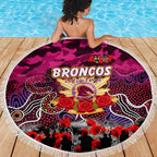 Broncos ANZAC Day Beach Blanket Australian Army - Lest We Forget