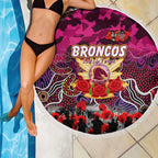Broncos ANZAC Day Beach Blanket Australian Army - Lest We Forget