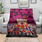 Broncos ANZAC Day Blanket Australian Army - Lest We Forget