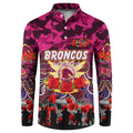 Personalized Broncos ANZAC Day Button Sweatshirt Australian Army - Lest We Forget