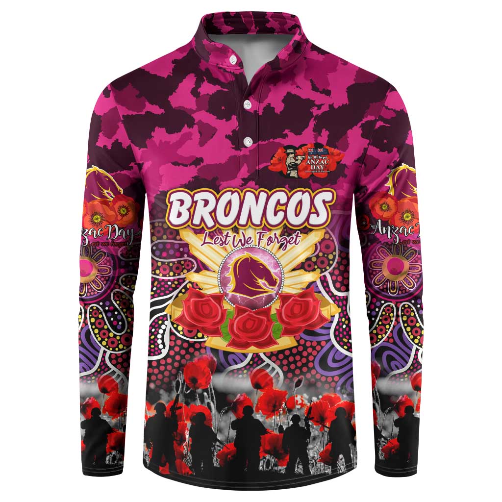 Personalized Broncos ANZAC Day Button Sweatshirt Australian Army - Lest We Forget