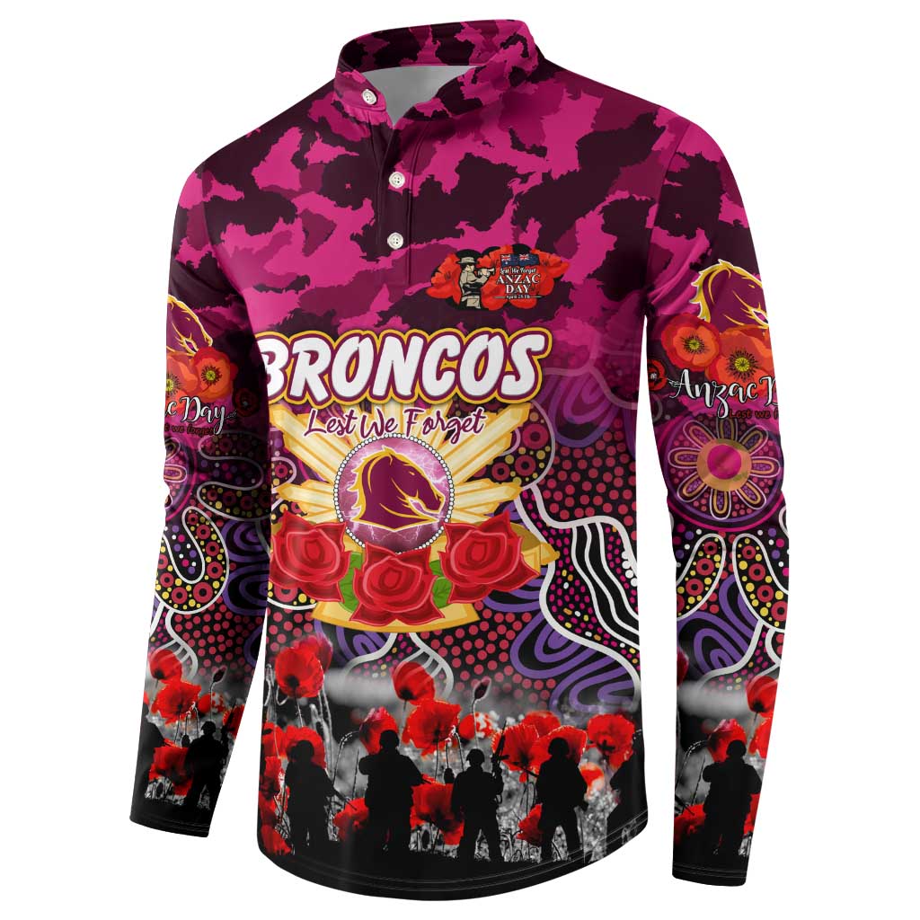 Personalized Broncos ANZAC Day Button Sweatshirt Australian Army - Lest We Forget
