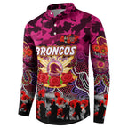 Personalized Broncos ANZAC Day Button Sweatshirt Australian Army - Lest We Forget