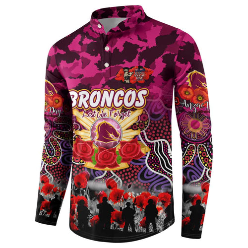 Personalized Broncos ANZAC Day Button Sweatshirt Australian Army - Lest We Forget