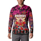 Personalized Broncos ANZAC Day Button Sweatshirt Australian Army - Lest We Forget