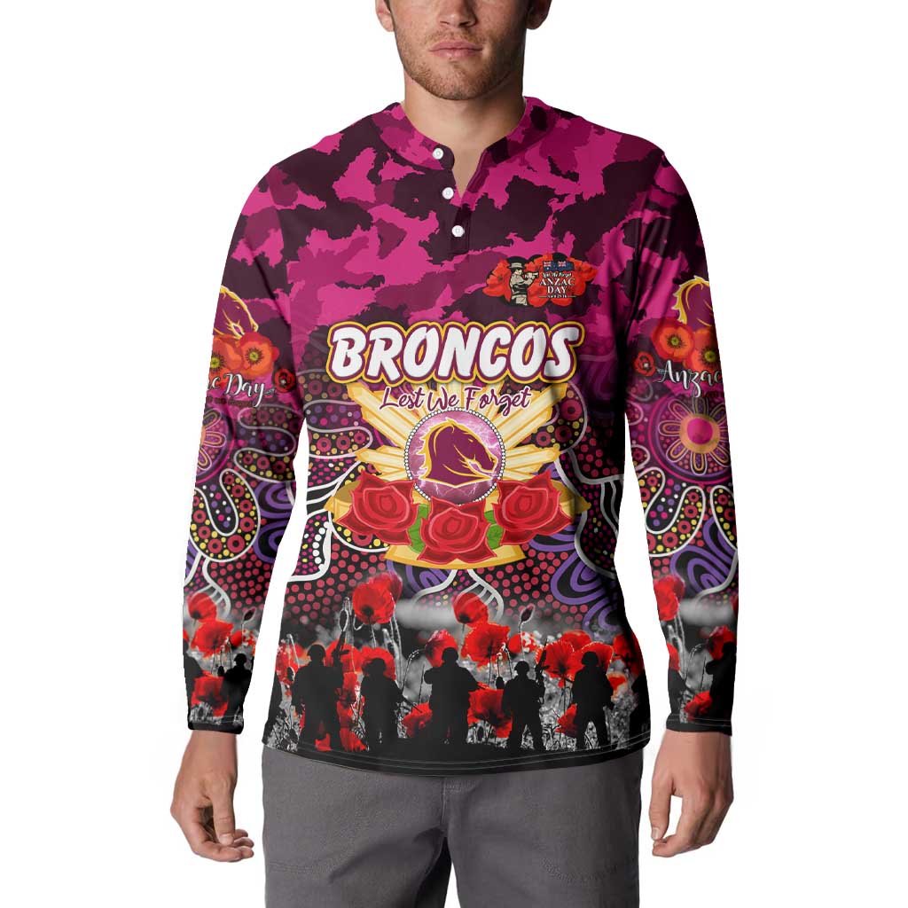 Personalized Broncos ANZAC Day Button Sweatshirt Australian Army - Lest We Forget