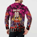 Personalized Broncos ANZAC Day Button Sweatshirt Australian Army - Lest We Forget