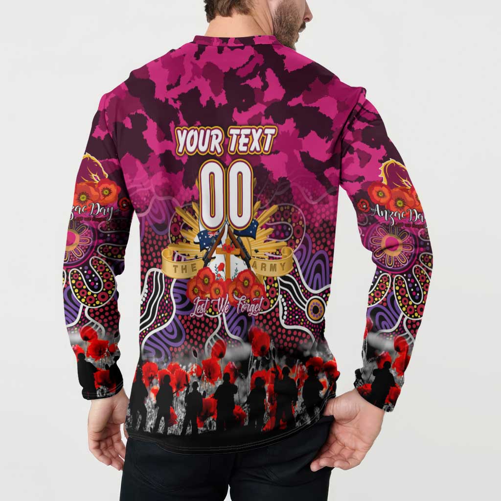 Personalized Broncos ANZAC Day Button Sweatshirt Australian Army - Lest We Forget