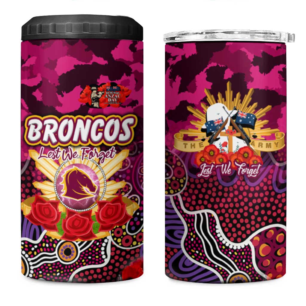 Personalized Broncos ANZAC Day 4 in 1 Can Cooler Tumbler Australian Army - Lest We Forget