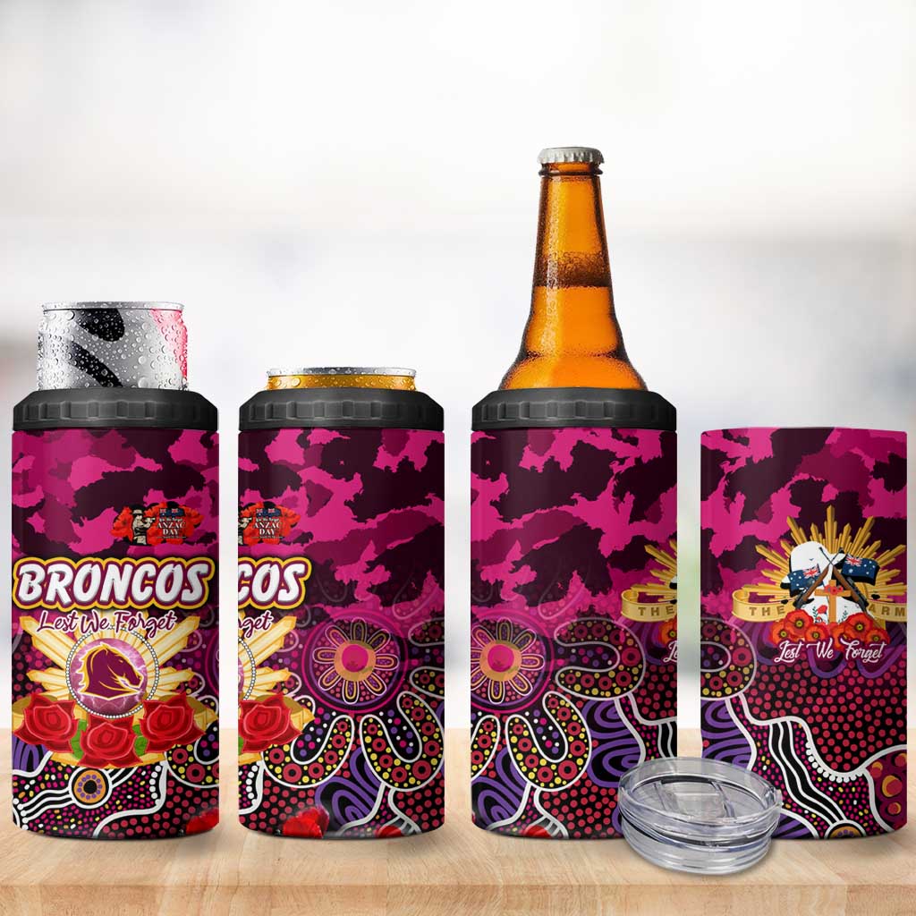 Personalized Broncos ANZAC Day 4 in 1 Can Cooler Tumbler Australian Army - Lest We Forget