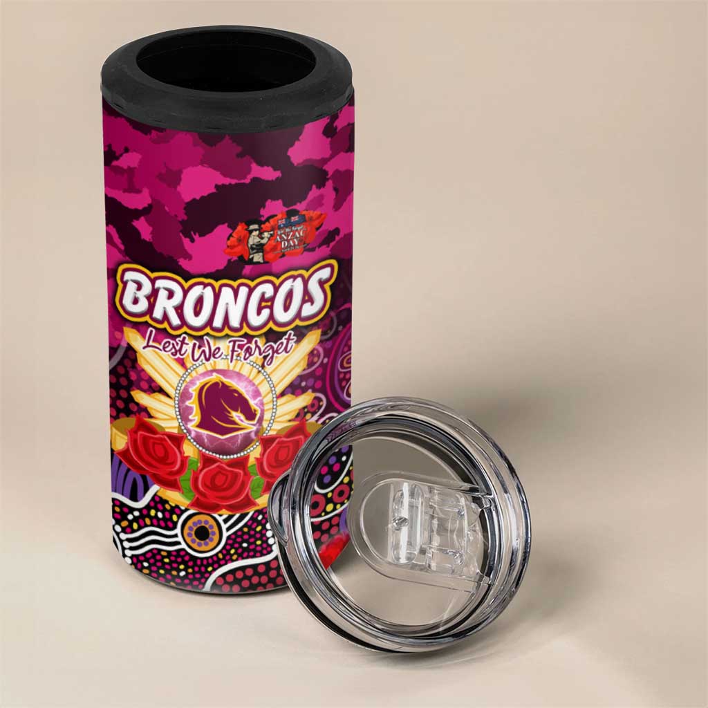 Personalized Broncos ANZAC Day 4 in 1 Can Cooler Tumbler Australian Army - Lest We Forget
