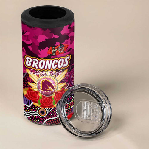 Personalized Broncos ANZAC Day 4 in 1 Can Cooler Tumbler Australian Army - Lest We Forget