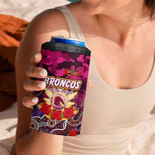 Personalized Broncos ANZAC Day 4 in 1 Can Cooler Tumbler Australian Army - Lest We Forget