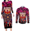 Personalized Broncos ANZAC Day Couples Matching Long Sleeve Bodycon Dress and Long Sleeve Button Shirt Australian Army - Lest We Forget