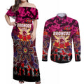 Personalized Broncos ANZAC Day Couples Matching Off Shoulder Maxi Dress and Long Sleeve Button Shirt Australian Army - Lest We Forget
