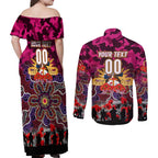 Personalized Broncos ANZAC Day Couples Matching Off Shoulder Maxi Dress and Long Sleeve Button Shirt Australian Army - Lest We Forget