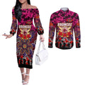 Personalized Broncos ANZAC Day Couples Matching Off The Shoulder Long Sleeve Dress and Long Sleeve Button Shirt Australian Army - Lest We Forget