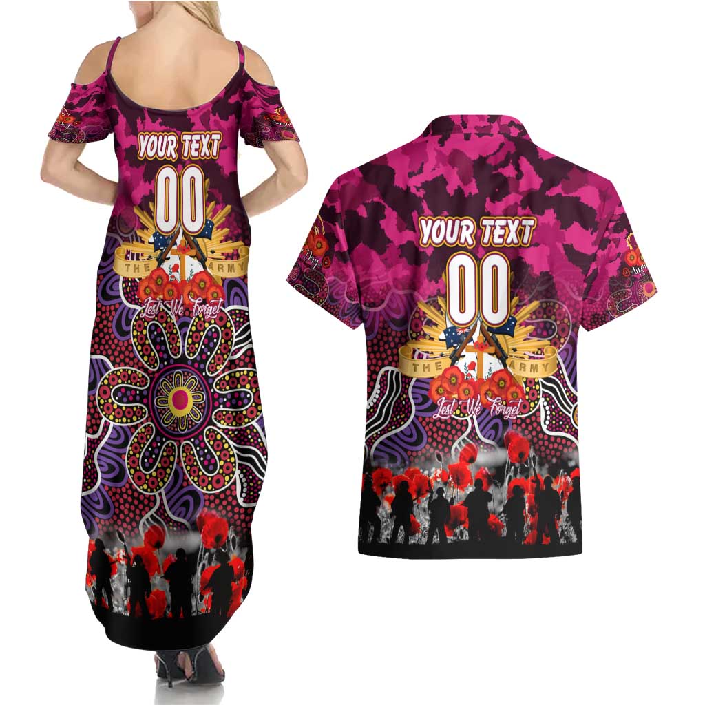 Personalized Broncos ANZAC Day Couples Matching Summer Maxi Dress and Hawaiian Shirt Australian Army - Lest We Forget