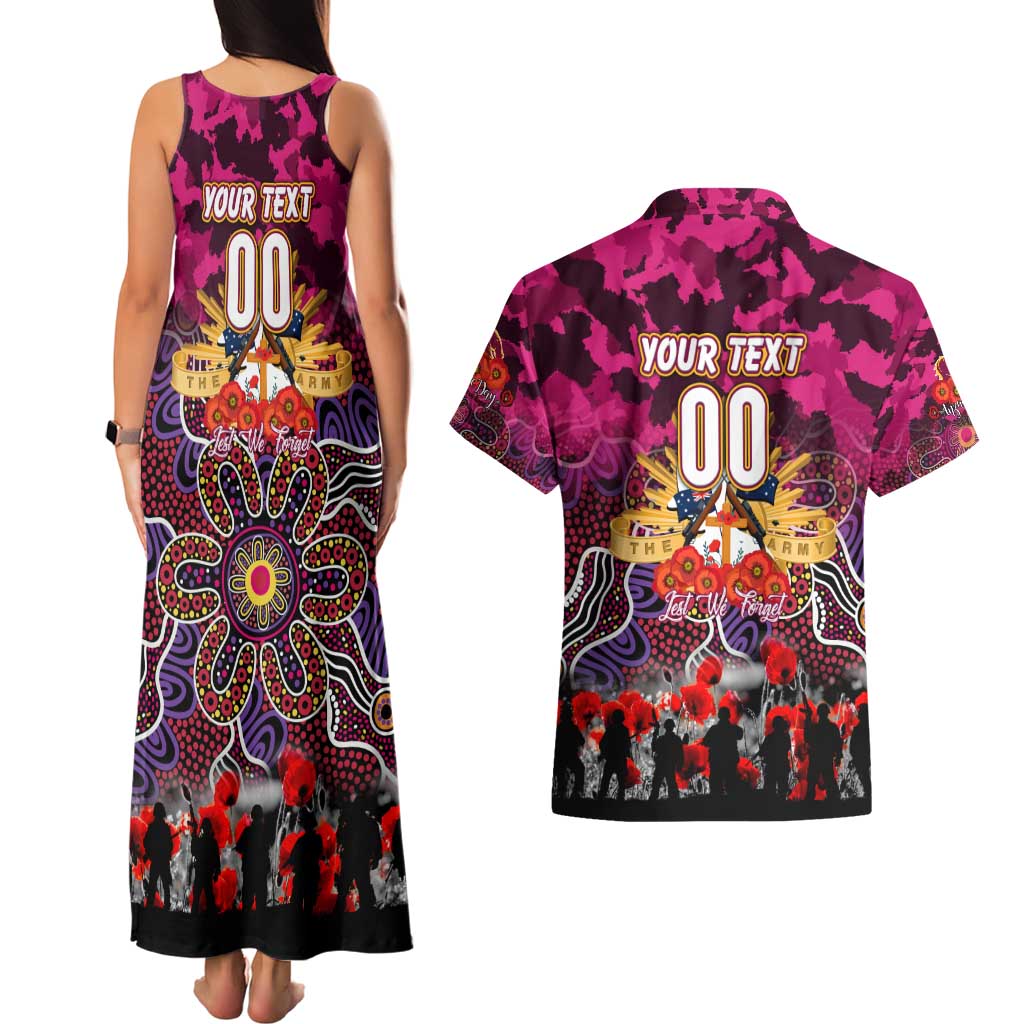 Personalized Broncos ANZAC Day Couples Matching Tank Maxi Dress and Hawaiian Shirt Australian Army - Lest We Forget