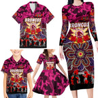 Personalized Broncos ANZAC Day Family Matching Long Sleeve Bodycon Dress and Hawaiian Shirt Australian Army - Lest We Forget