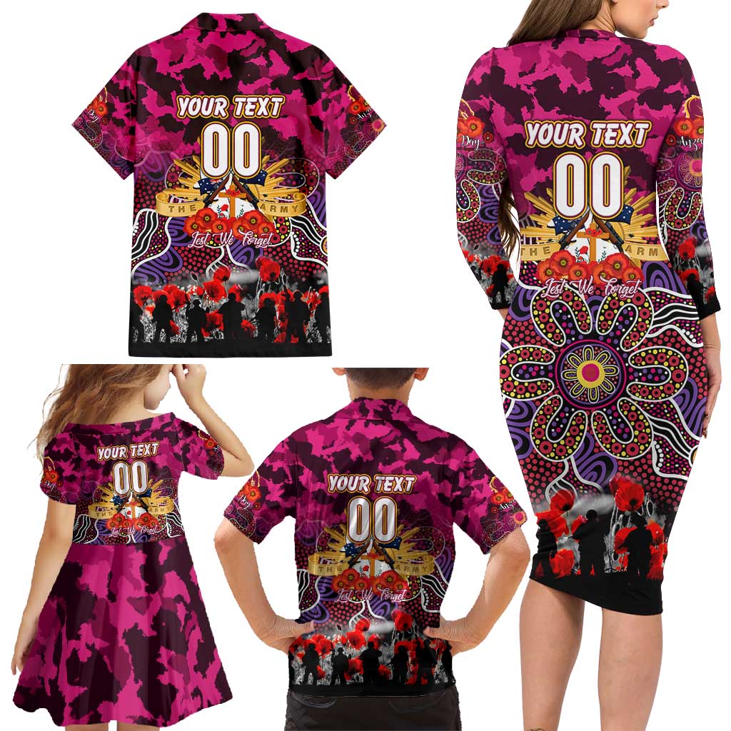 Personalized Broncos ANZAC Day Family Matching Long Sleeve Bodycon Dress and Hawaiian Shirt Australian Army - Lest We Forget